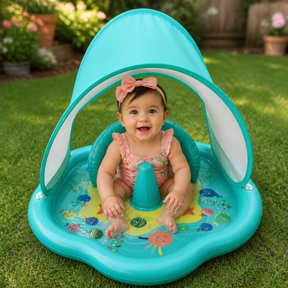 Inflatable water play mat for babies with sun protection – perfect for summer