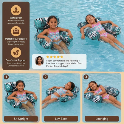 Inflatable Pool Hammock with Backrest – Foldable Water Lounge