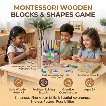 Montessori Wooden Blocks and Shapes Game