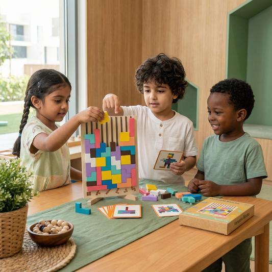 Montessori Wooden Blocks and Shapes Game