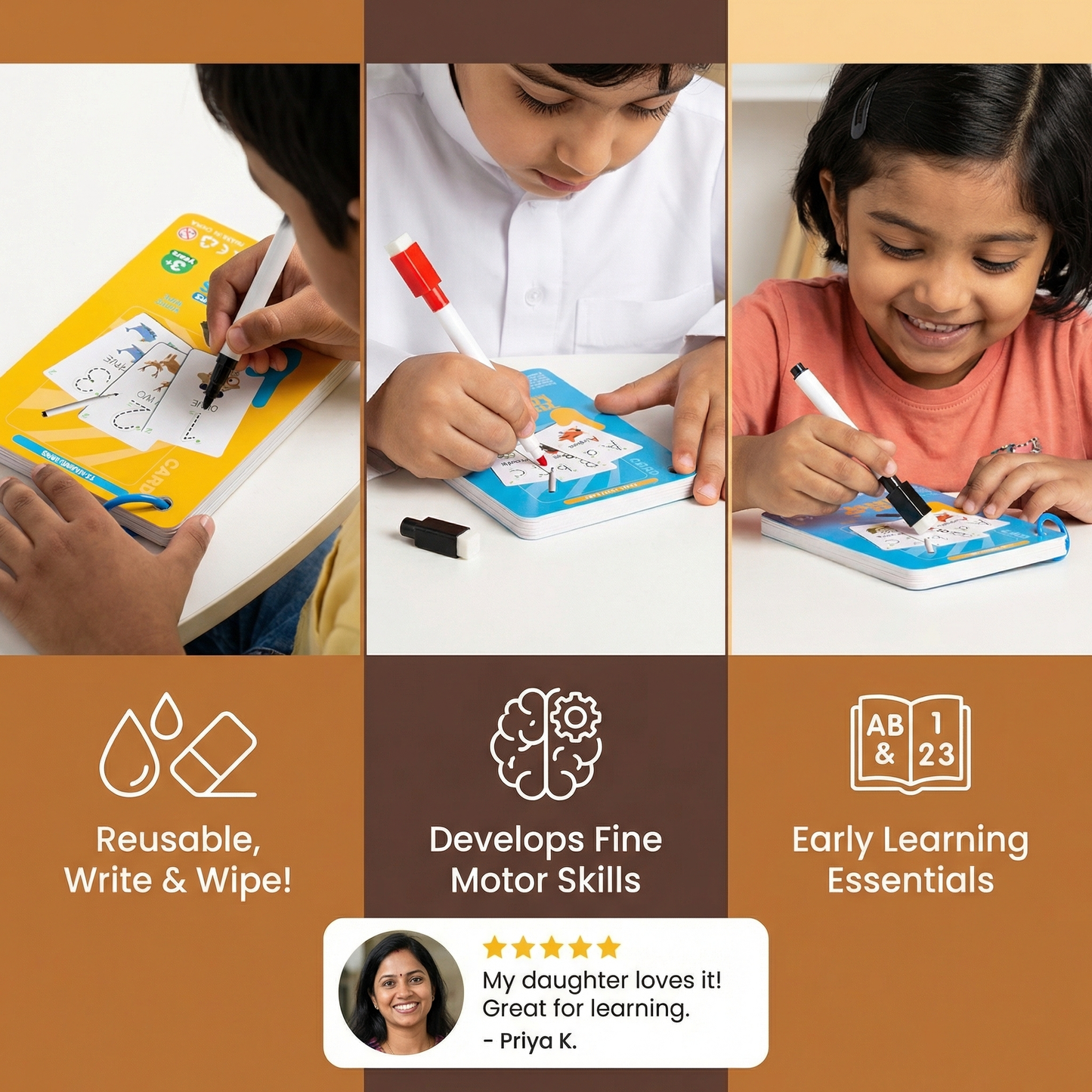 Reusable Numbers and Letters Learning Book for Children