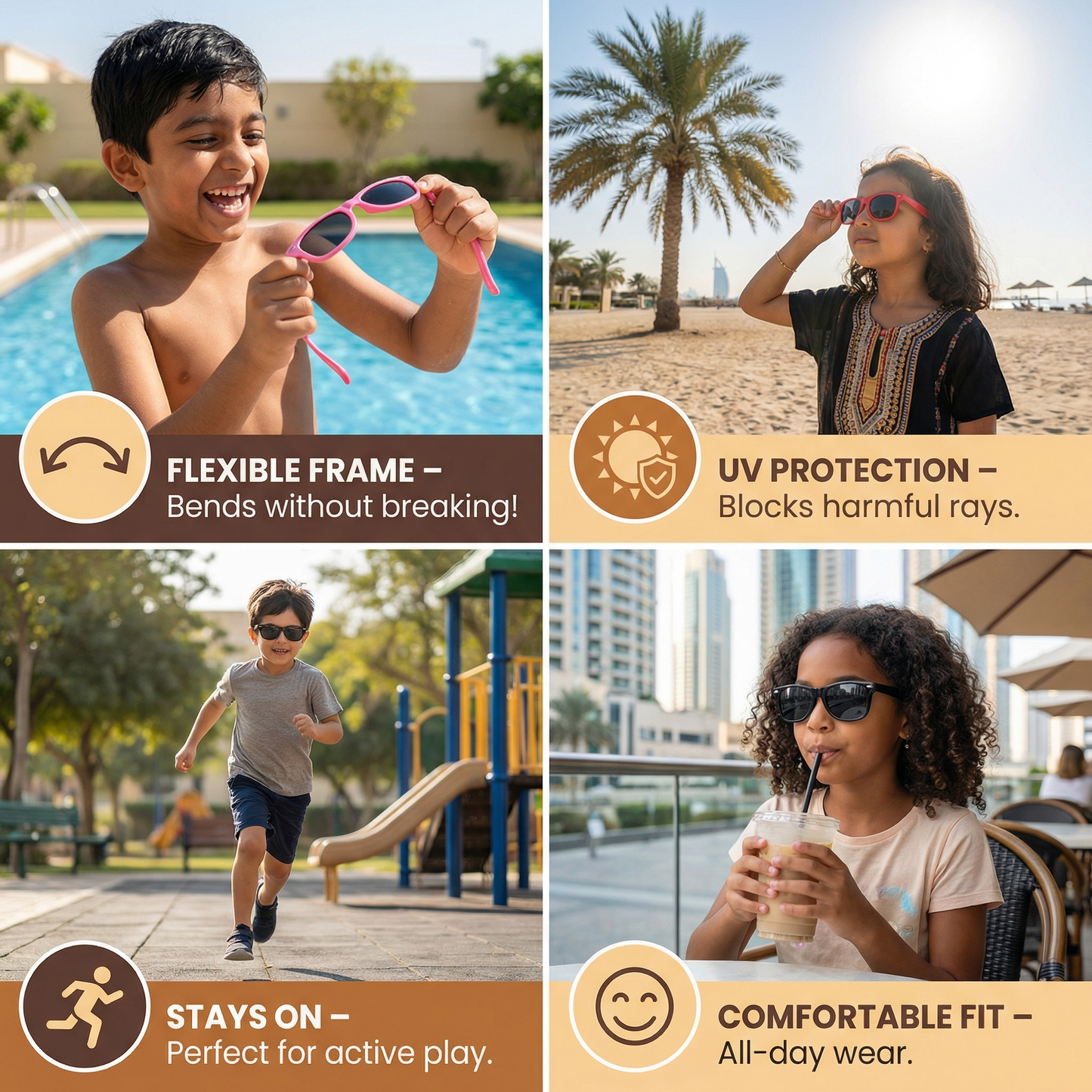 Kids' Flex Sunglasses with Flexible and Durable Frame