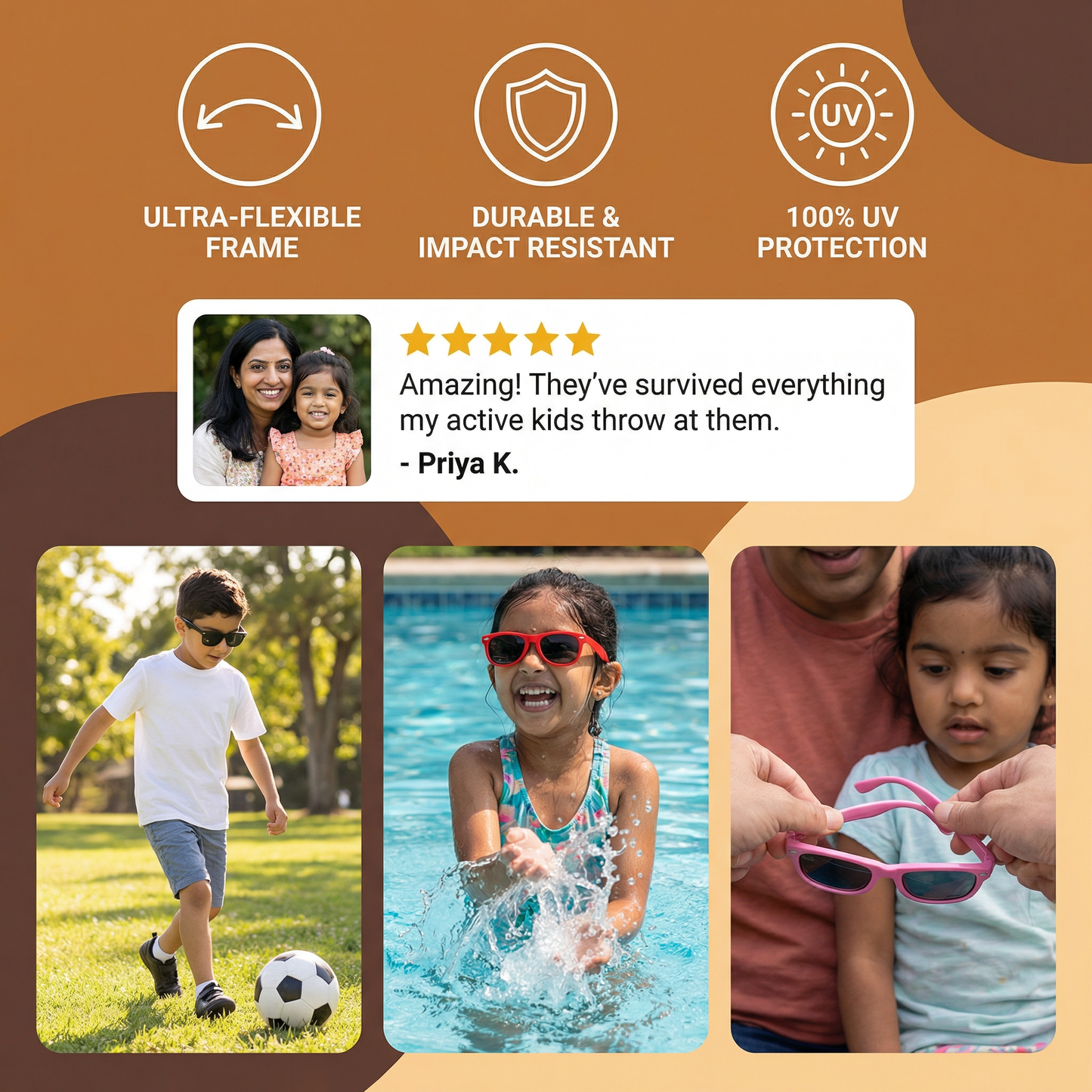 Kids' Flex Sunglasses with Flexible and Durable Frame