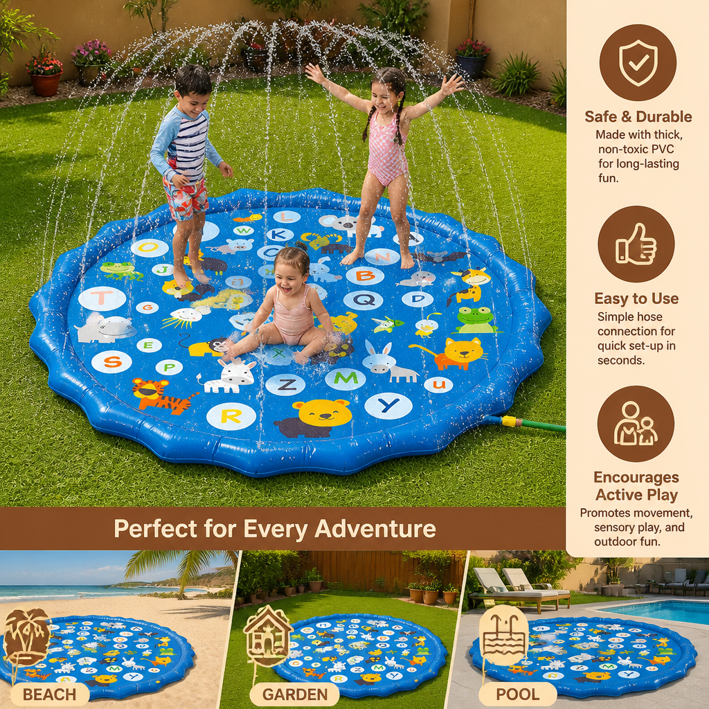 Inflatable Kids Splash Pad with Sprinkler – Outdoor Water Play Mat for Garden & Beach