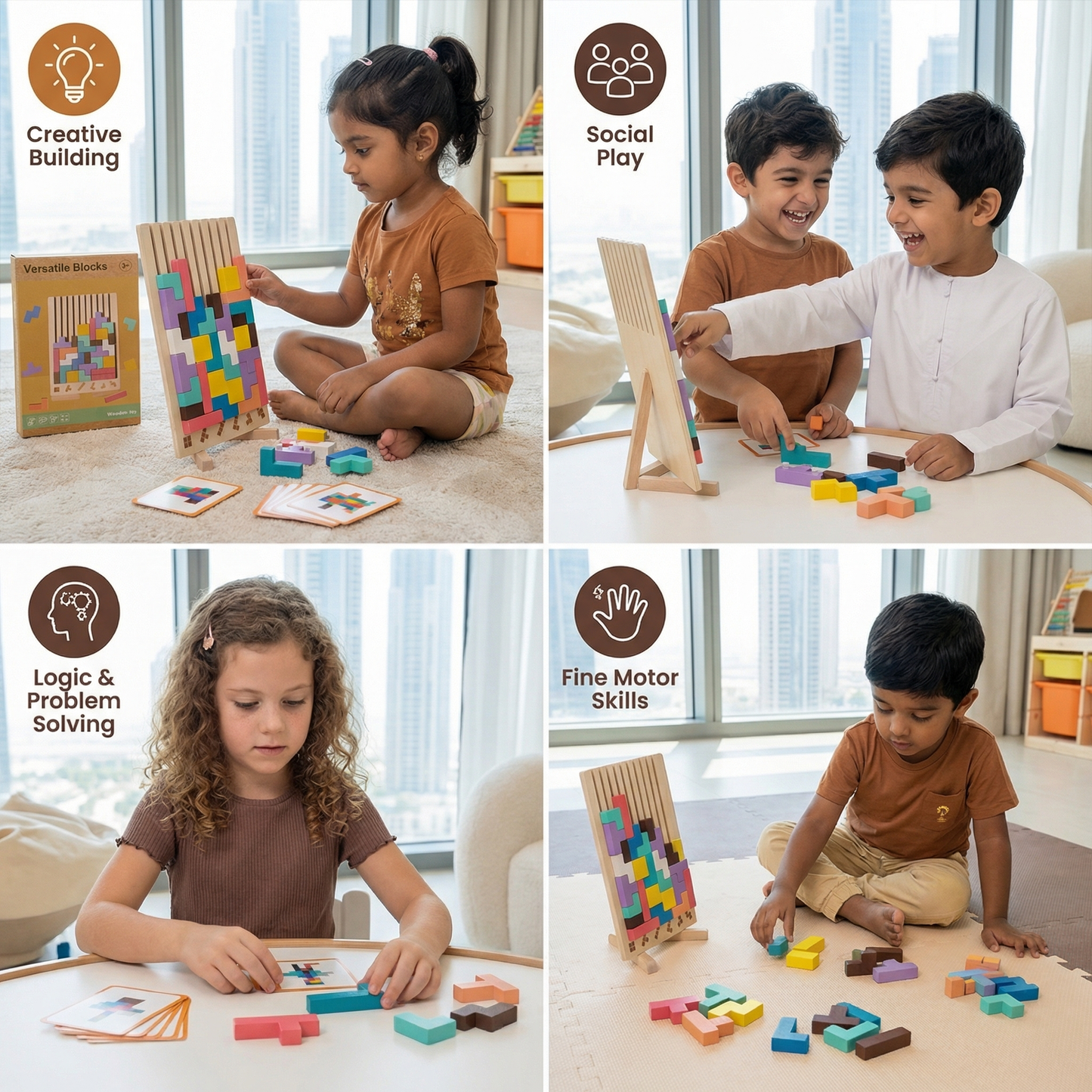 Montessori Wooden Blocks and Shapes Game