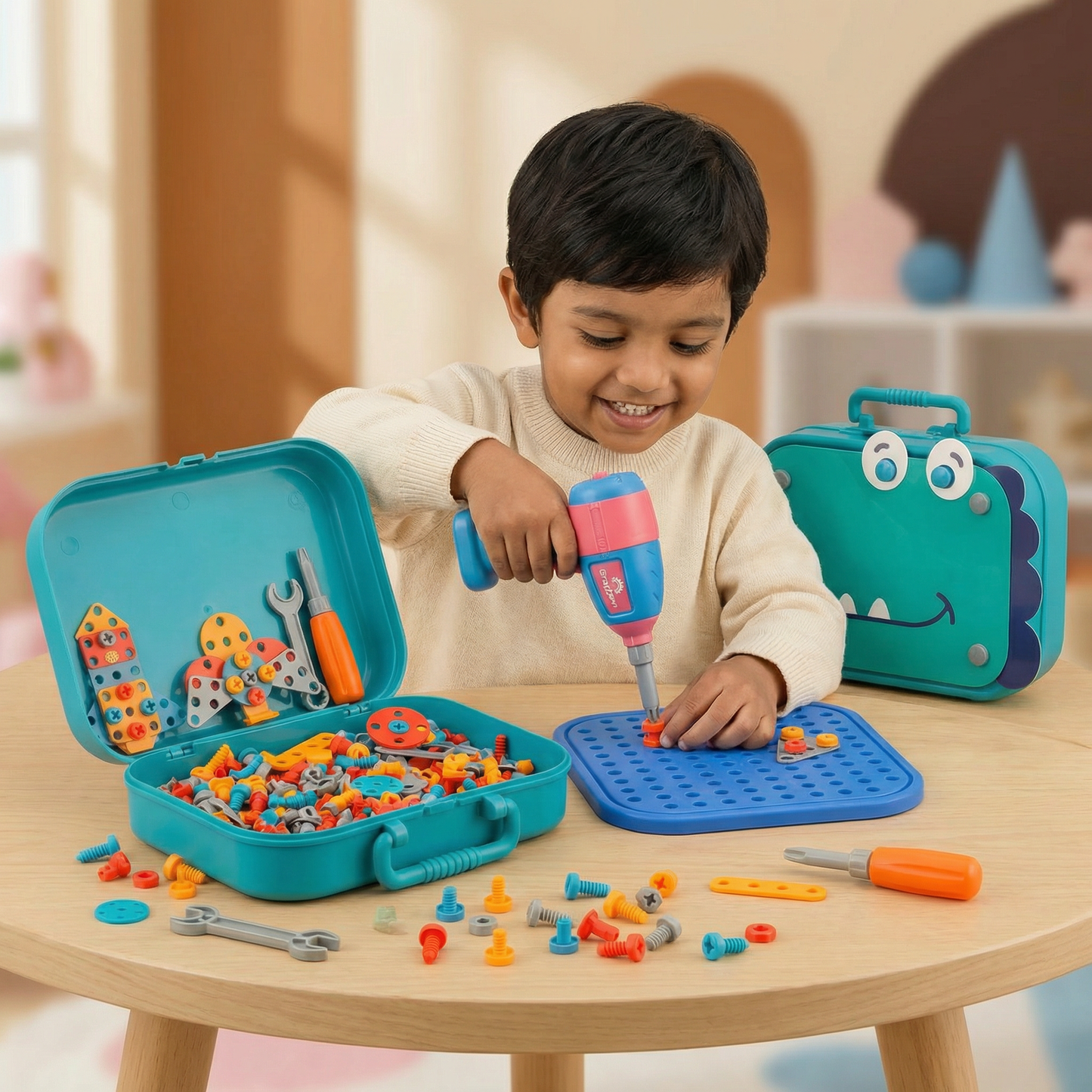 Craftsman Construction Set for Kids in Cute Dino Design