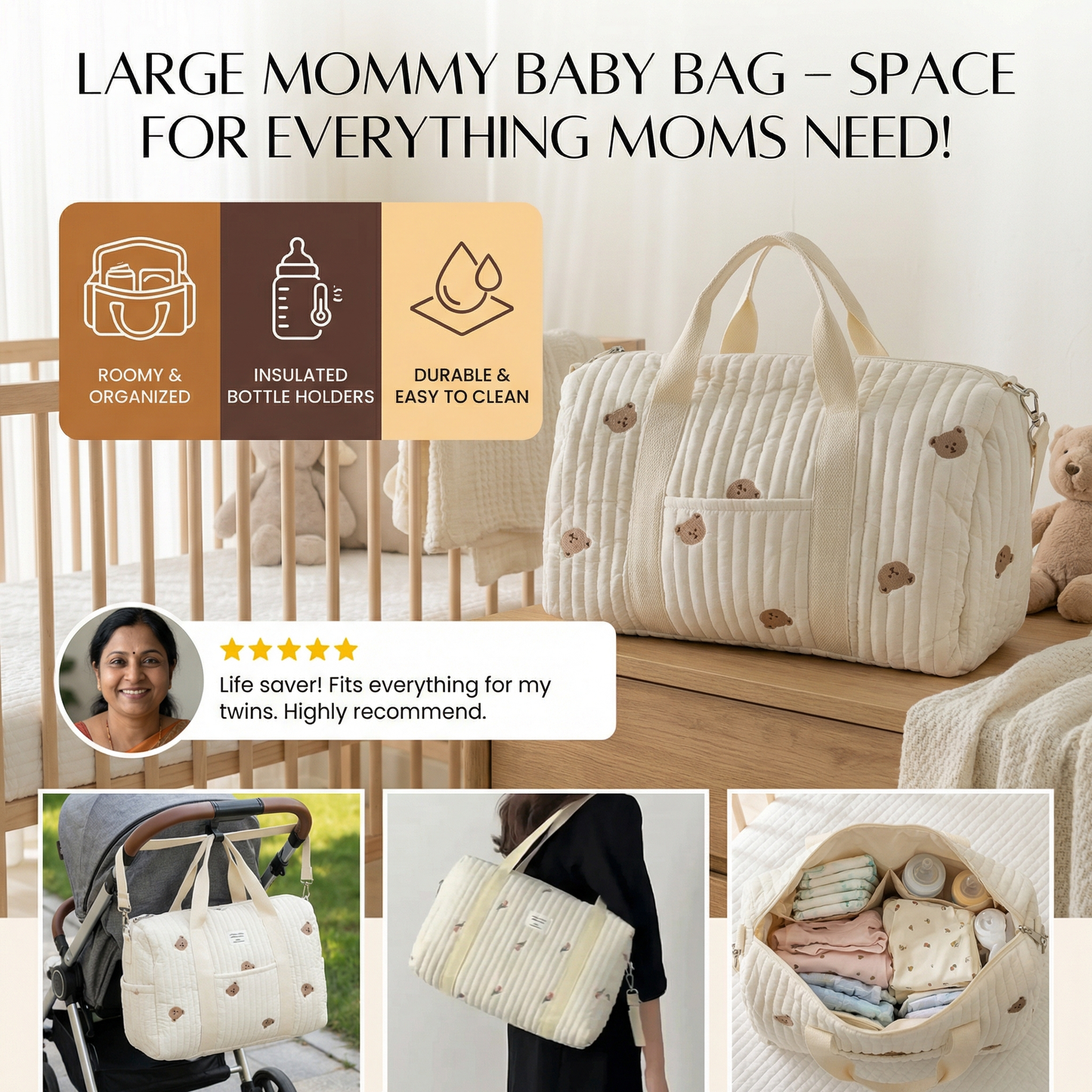 Large Mommy Baby Bag – Space for Everything Moms Need!