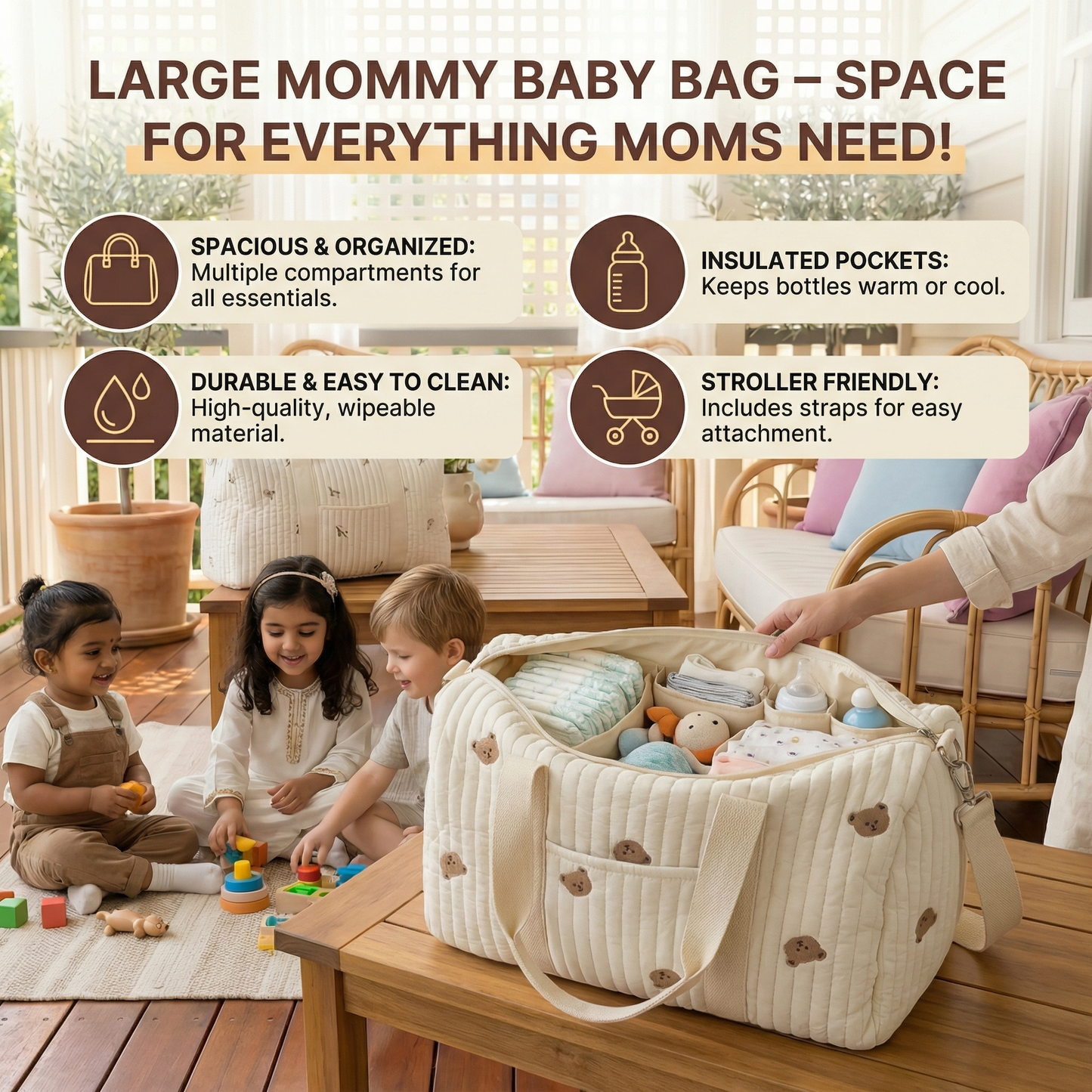 Large Mommy Baby Bag – Space for Everything Moms Need!