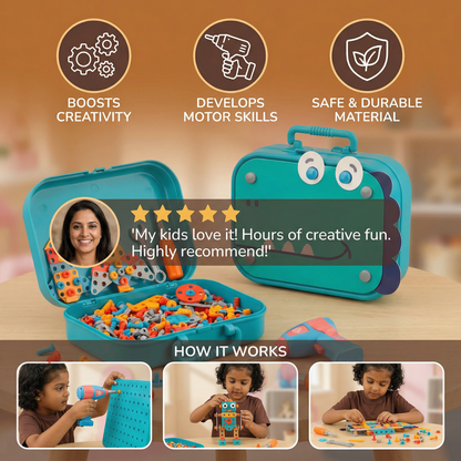 Craftsman Construction Set for Kids in Cute Dino Design