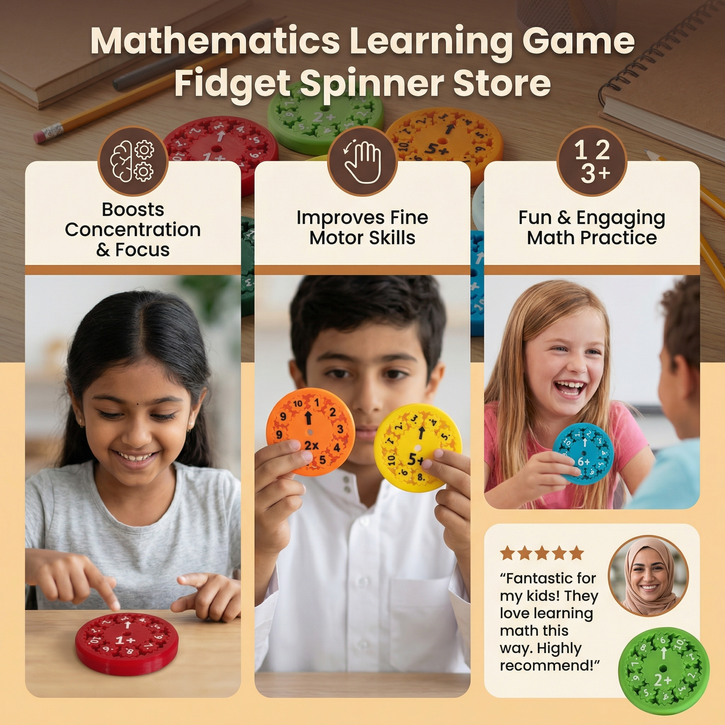 Mathematics Learning Game Fidget Spinner