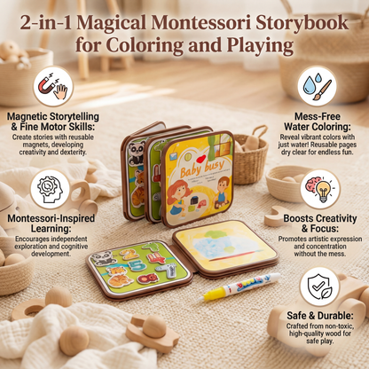 2-in-1 Magical Montessori Storybook for Coloring and Playing