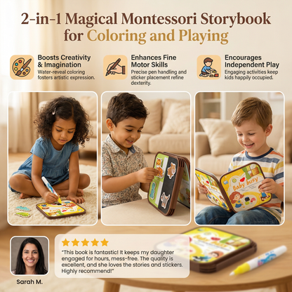 2-in-1 Magical Montessori Storybook for Coloring and Playing