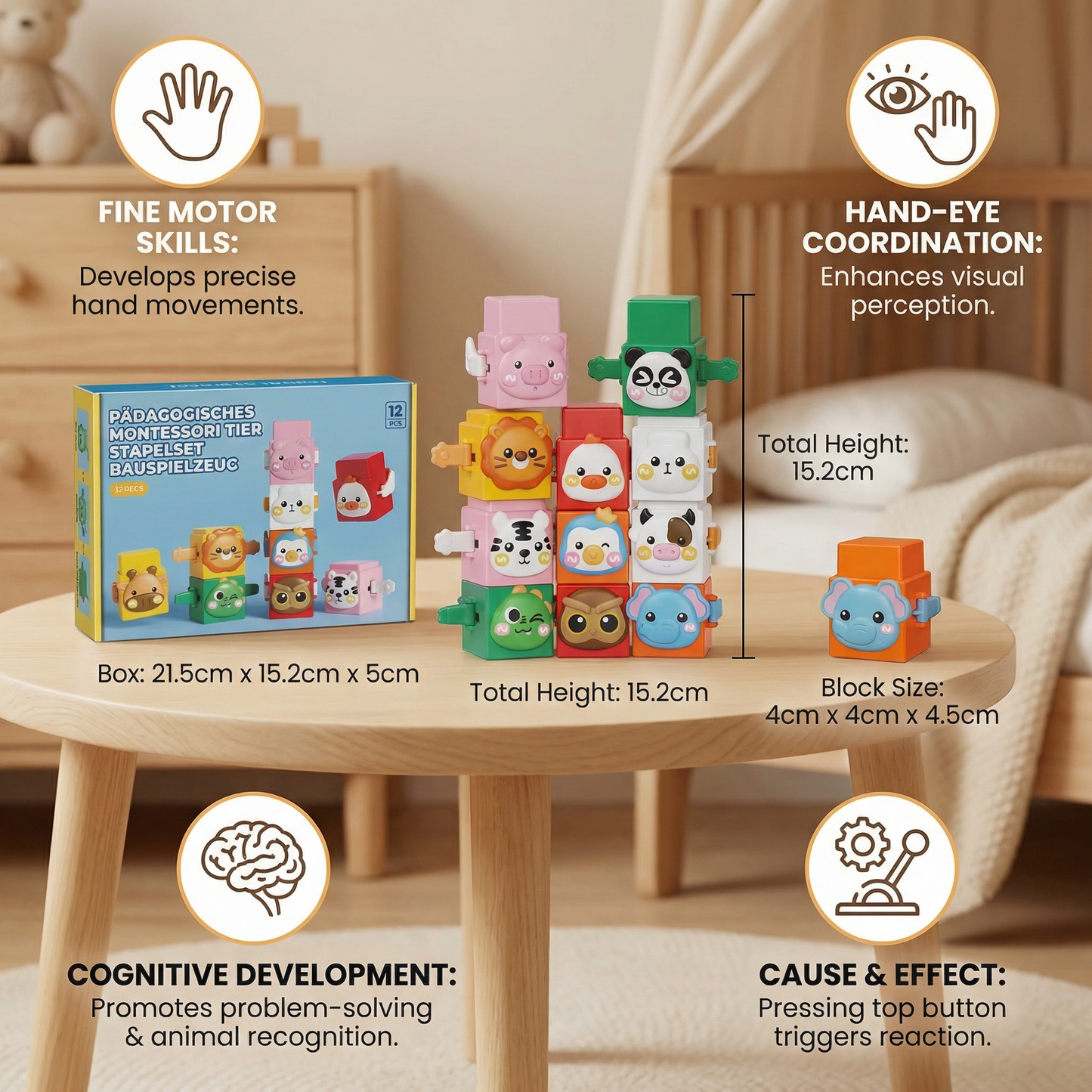 Educational Montessori Animal Stacking Set Building Toy