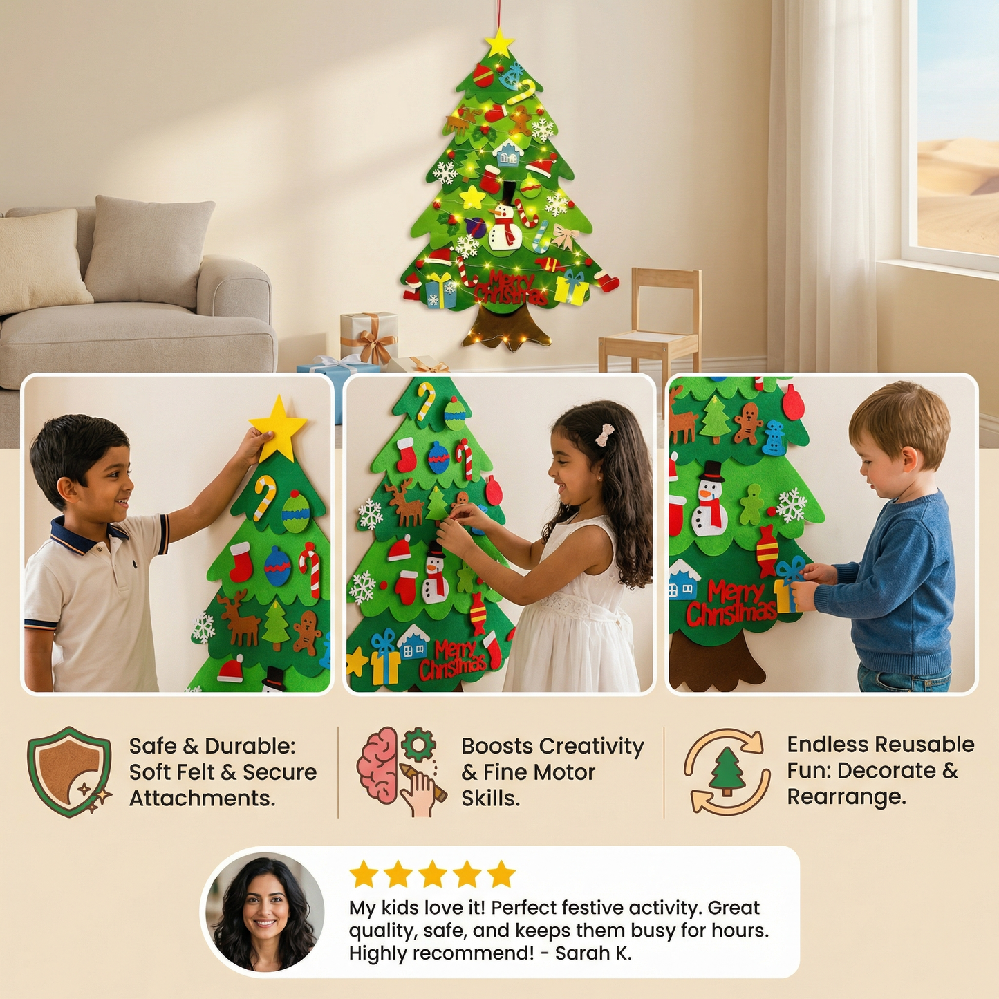 Montessori Felt Christmas Tree Activity Set