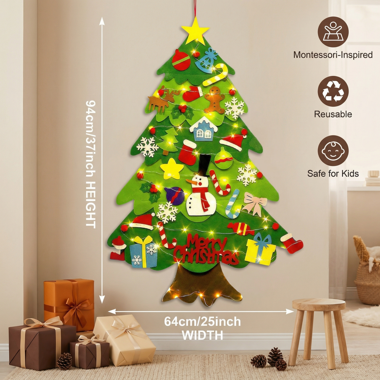 Montessori Felt Christmas Tree Activity Set