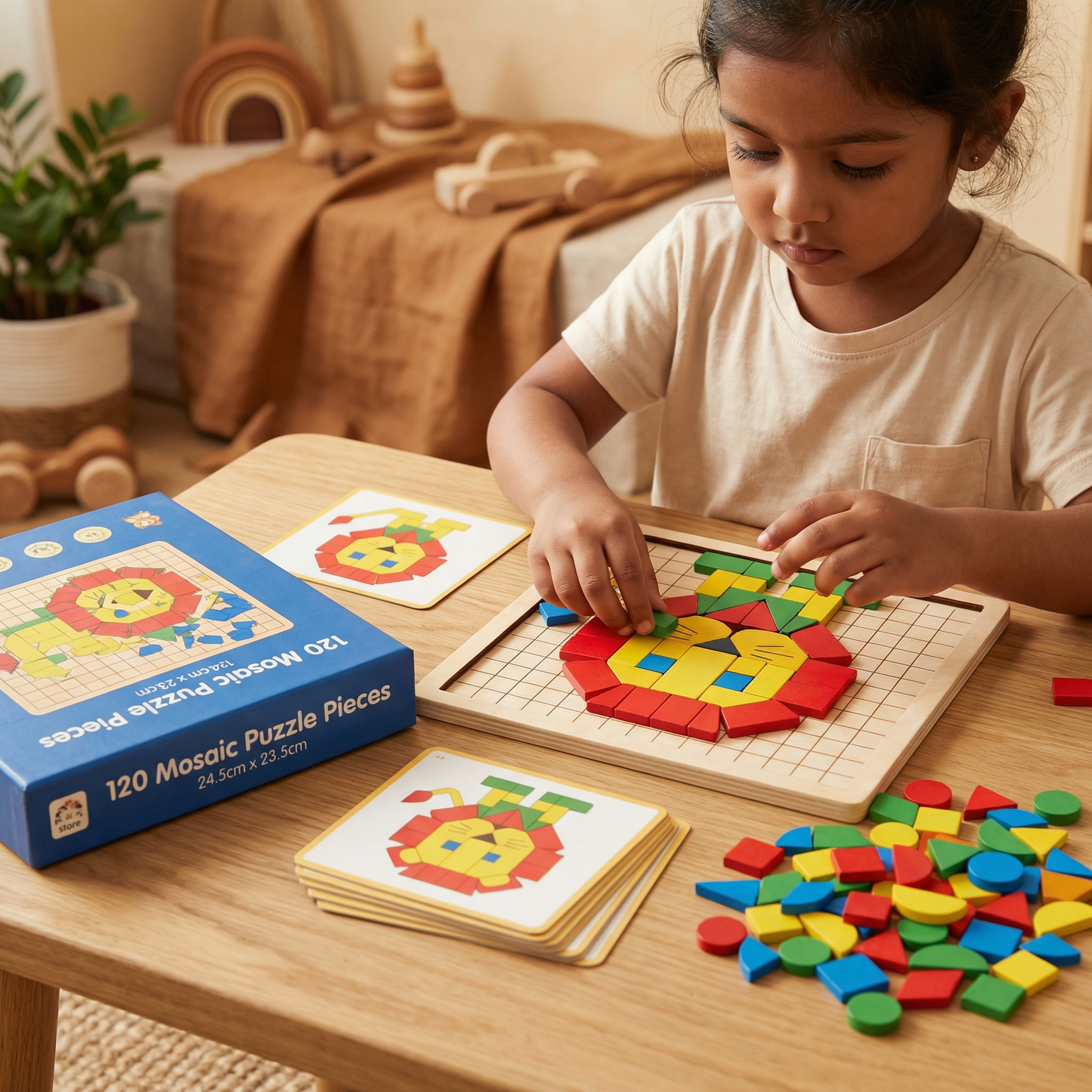 Montessori Mosaic Puzzle Colors and Shapes Game