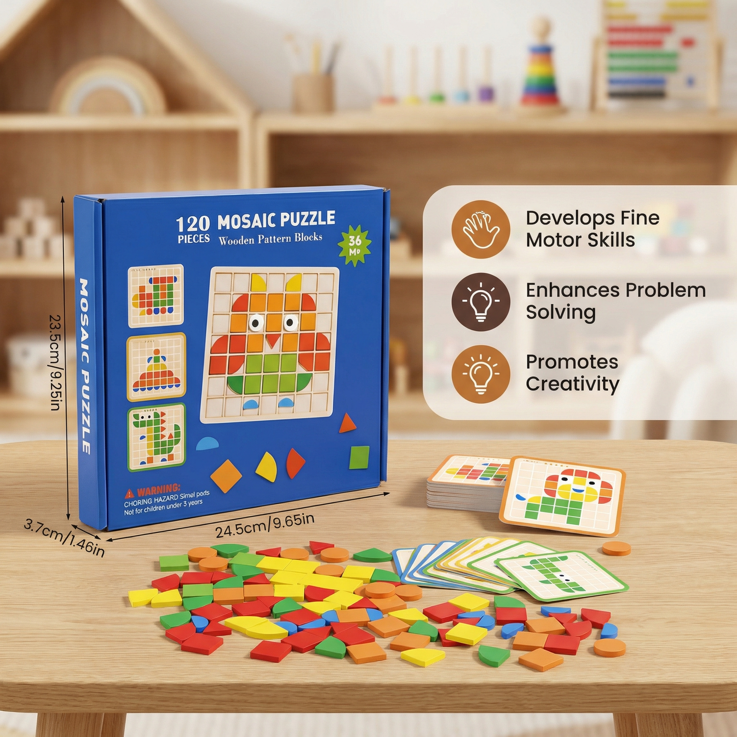 Montessori Mosaic Puzzle Colors and Shapes Game
