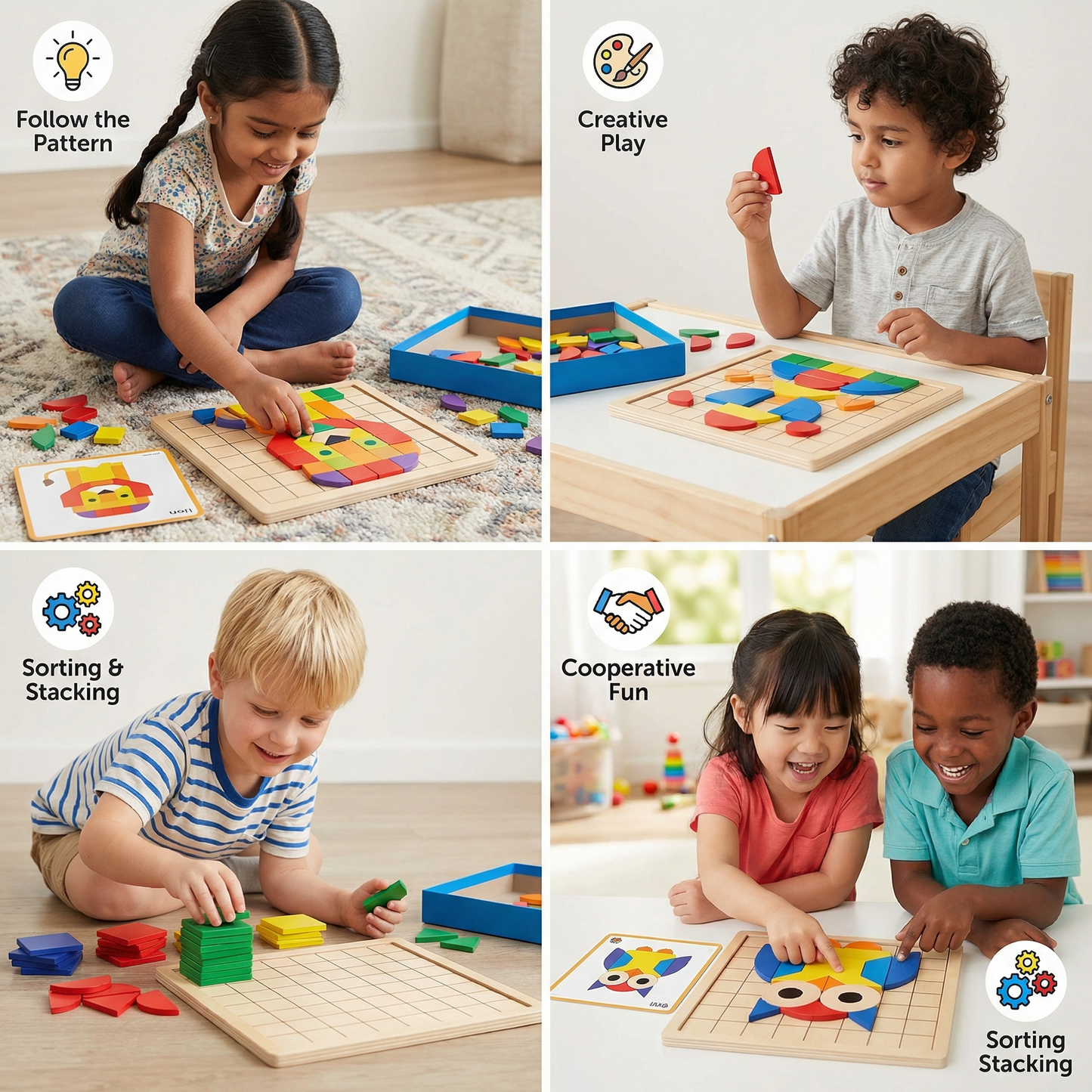 Montessori Mosaic Puzzle Colors and Shapes Game