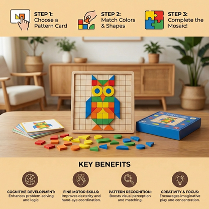 Montessori Mosaic Puzzle Colors and Shapes Game