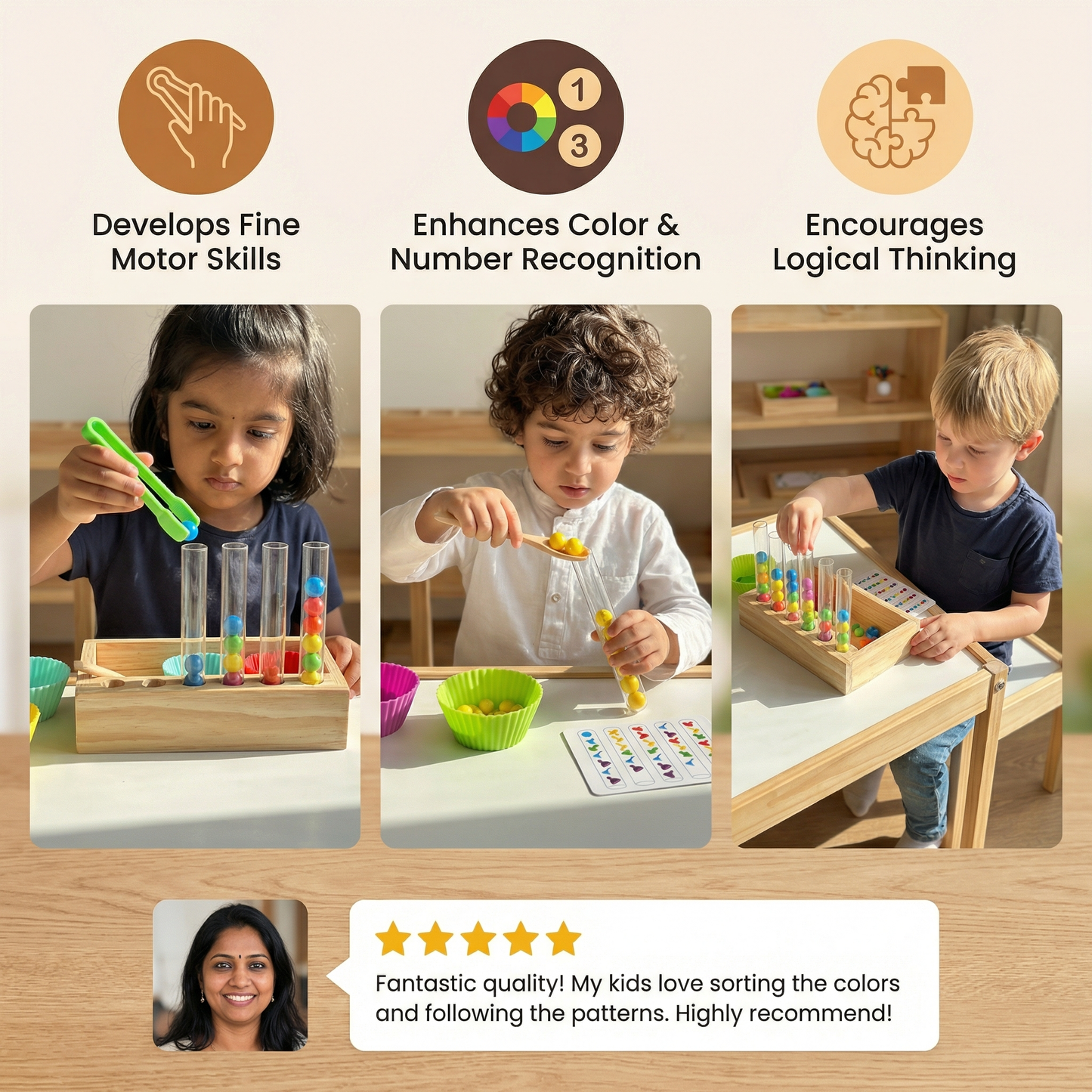 Montessori Test Tube Colors and Numbers Play and Learning Set