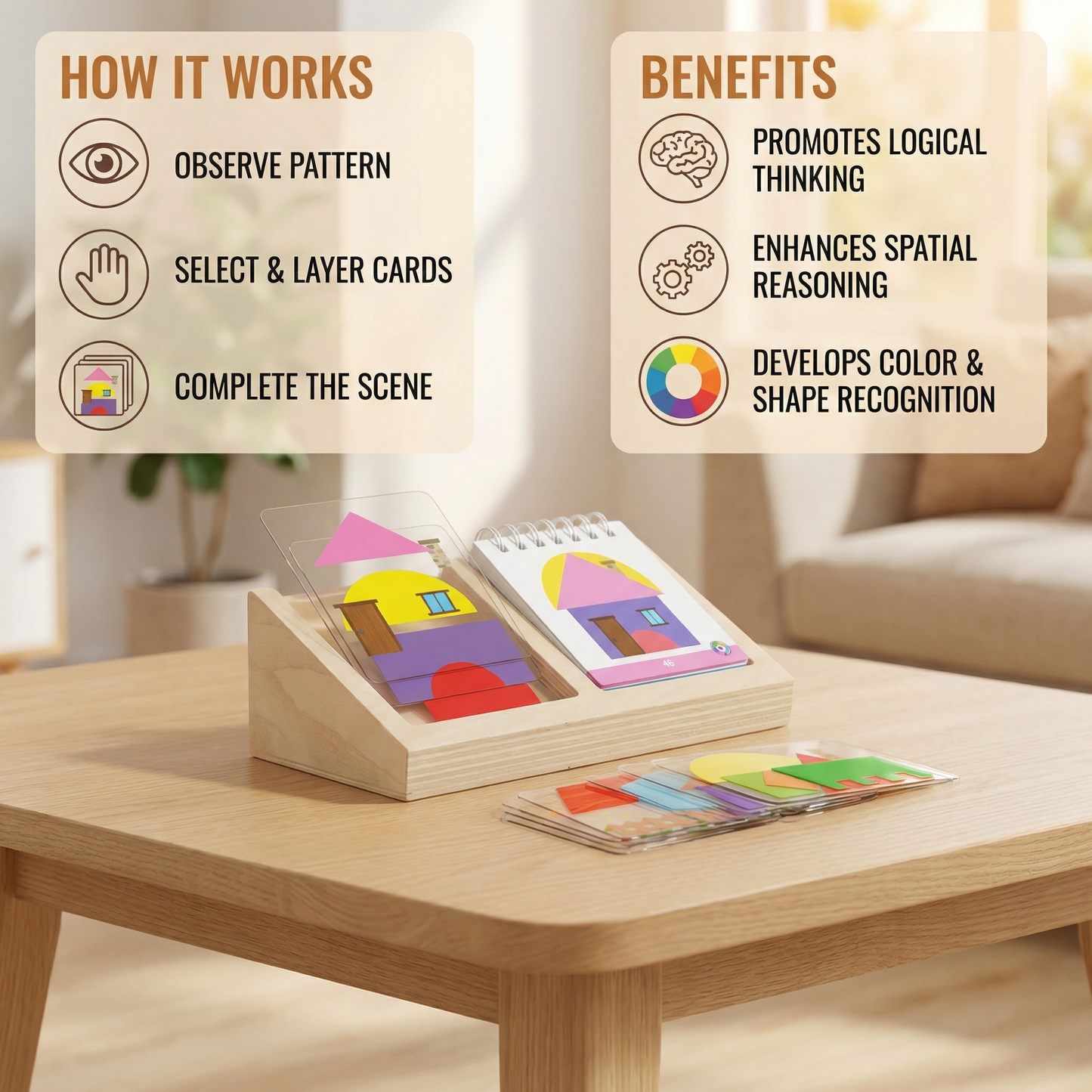 Geometric Colors and Shapes Puzzle Game - Promotes Logical Thinking