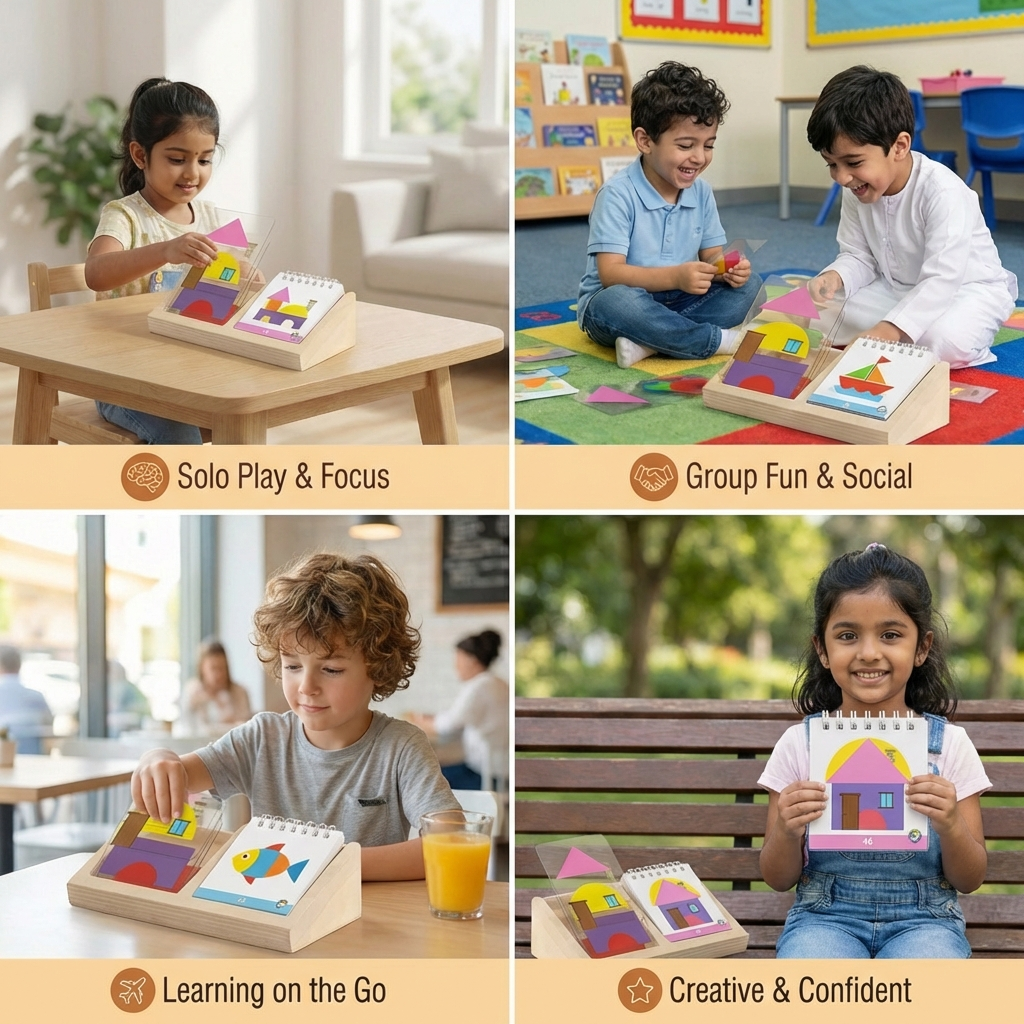 Geometric Colors and Shapes Puzzle Game - Promotes Logical Thinking