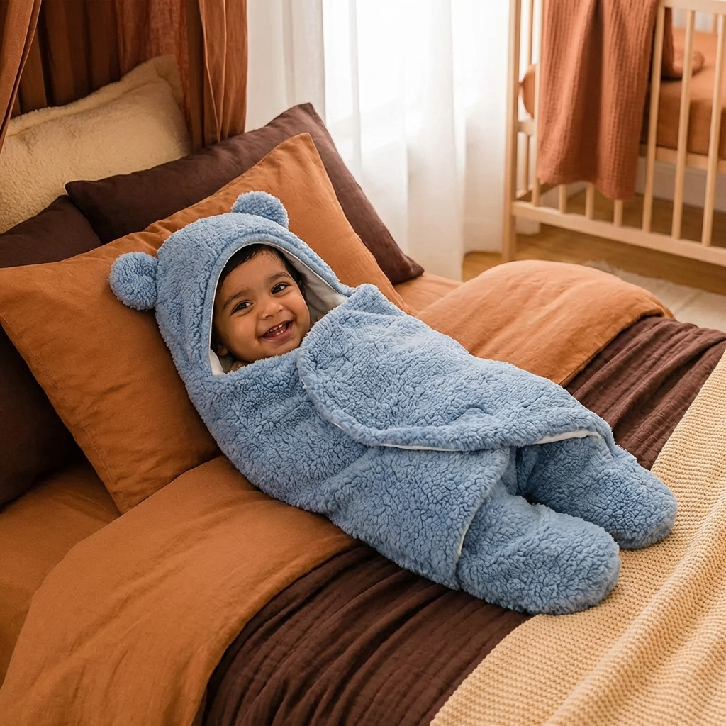 Baby Blanket and Pajamas in a Bear Design