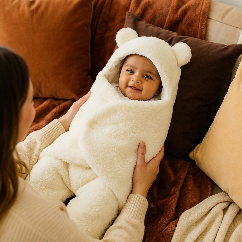 Baby Blanket and Pajamas in a Bear Design