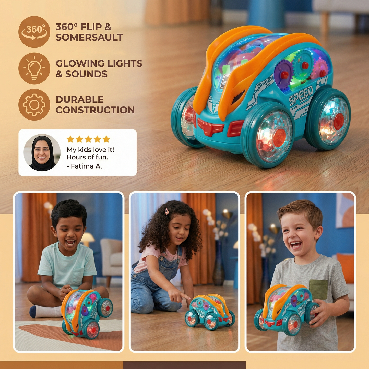 Light-Up Somersault Toy Car