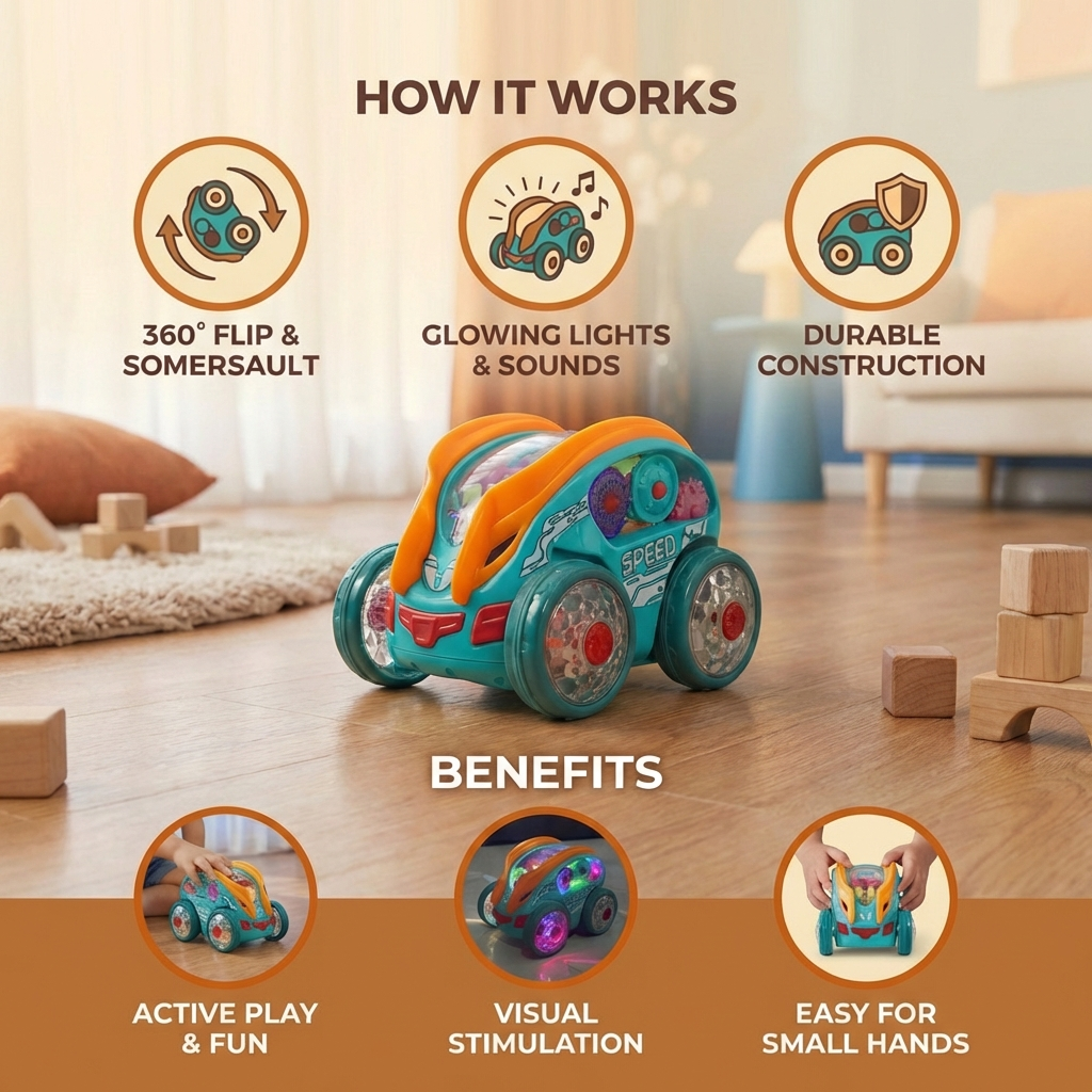 Light-Up Somersault Toy Car