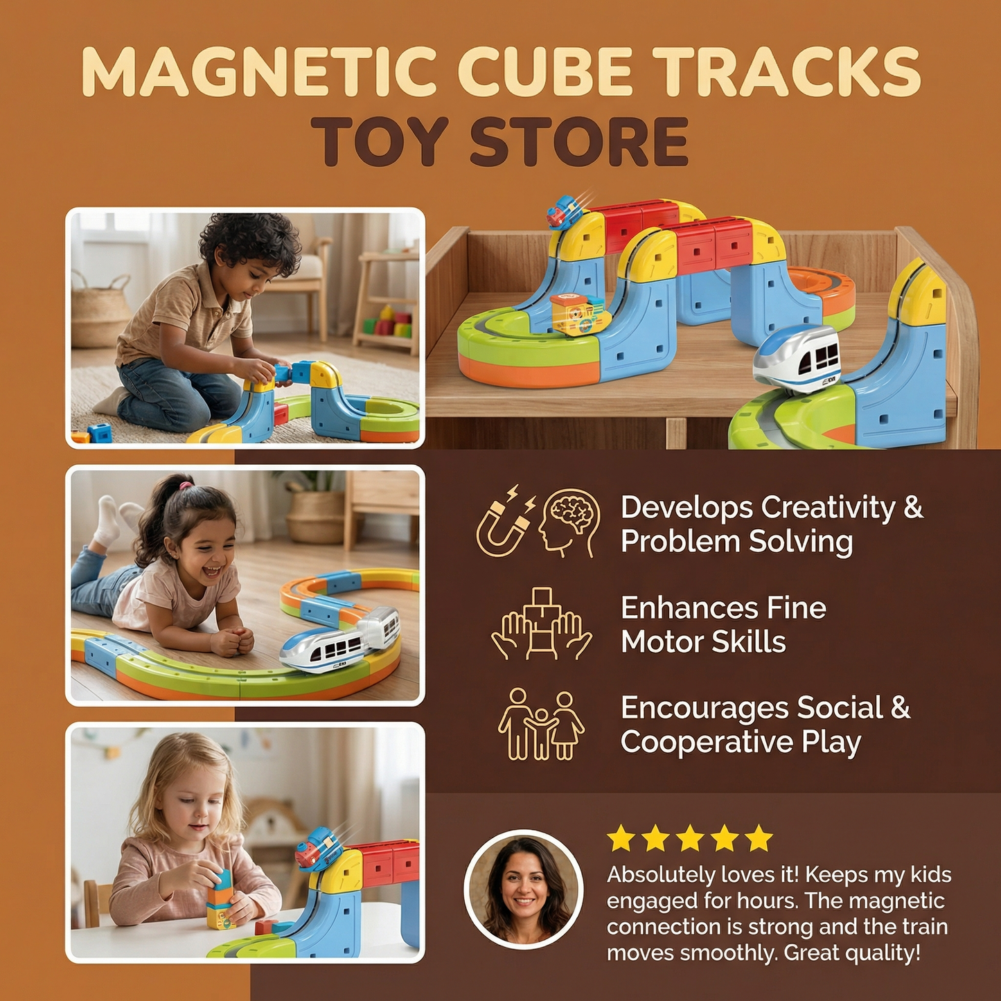 Magnetic Cube Tracks Train Children's Toy