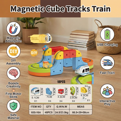 Magnetic Cube Tracks Train Children's Toy