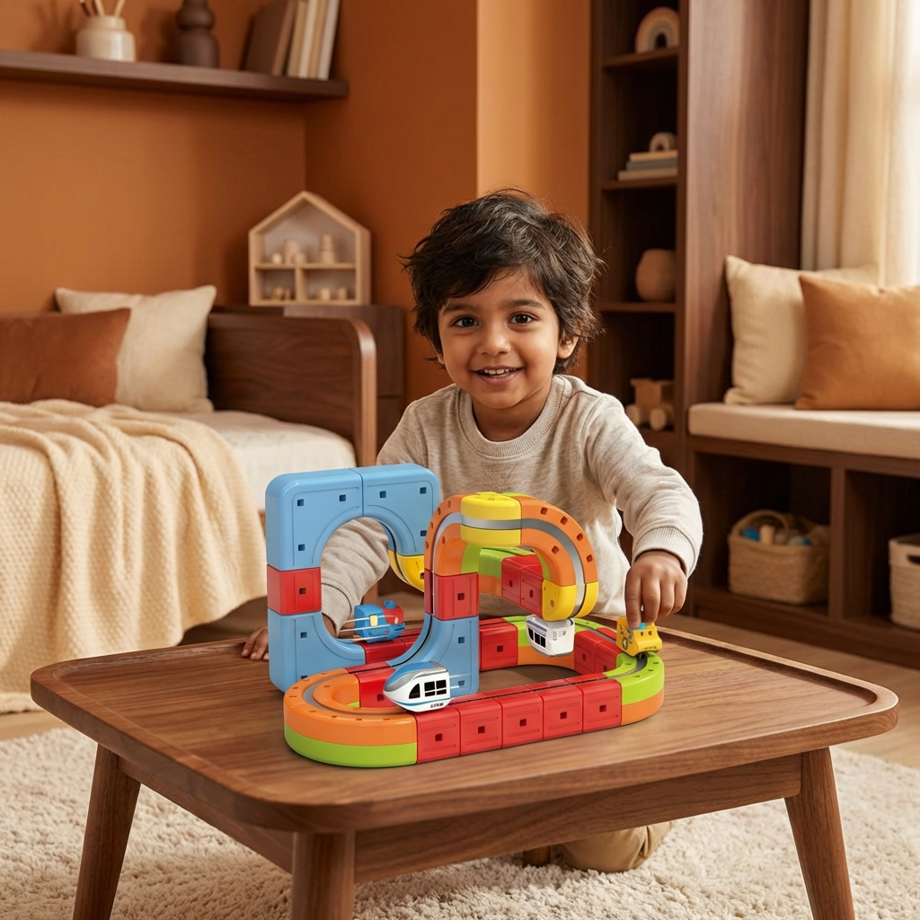 Magnetic Cube Tracks Train Children's Toy