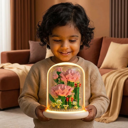 Elegant Building Block Flower in Glass