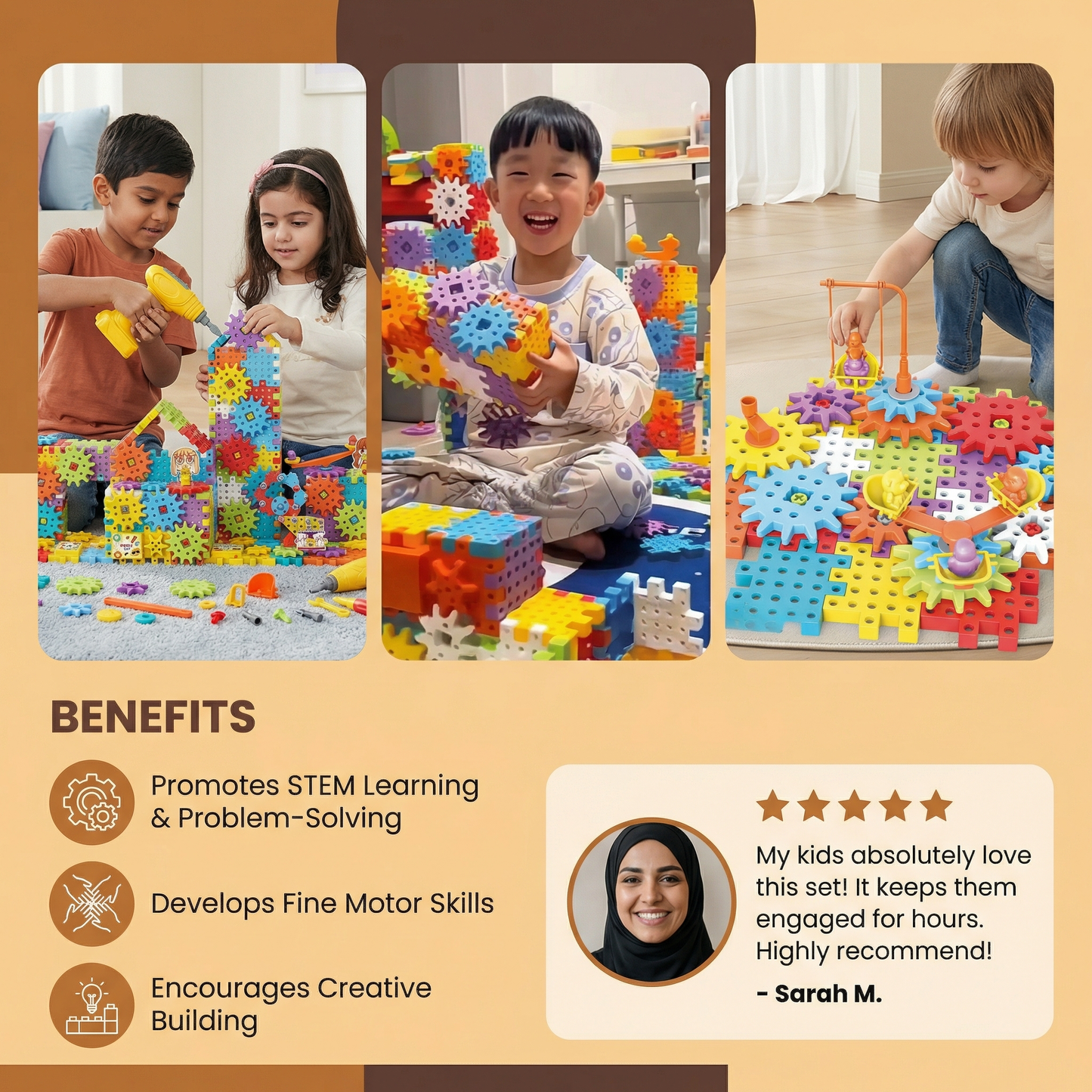 Montessori 3D Gear and Puzzle Pieces