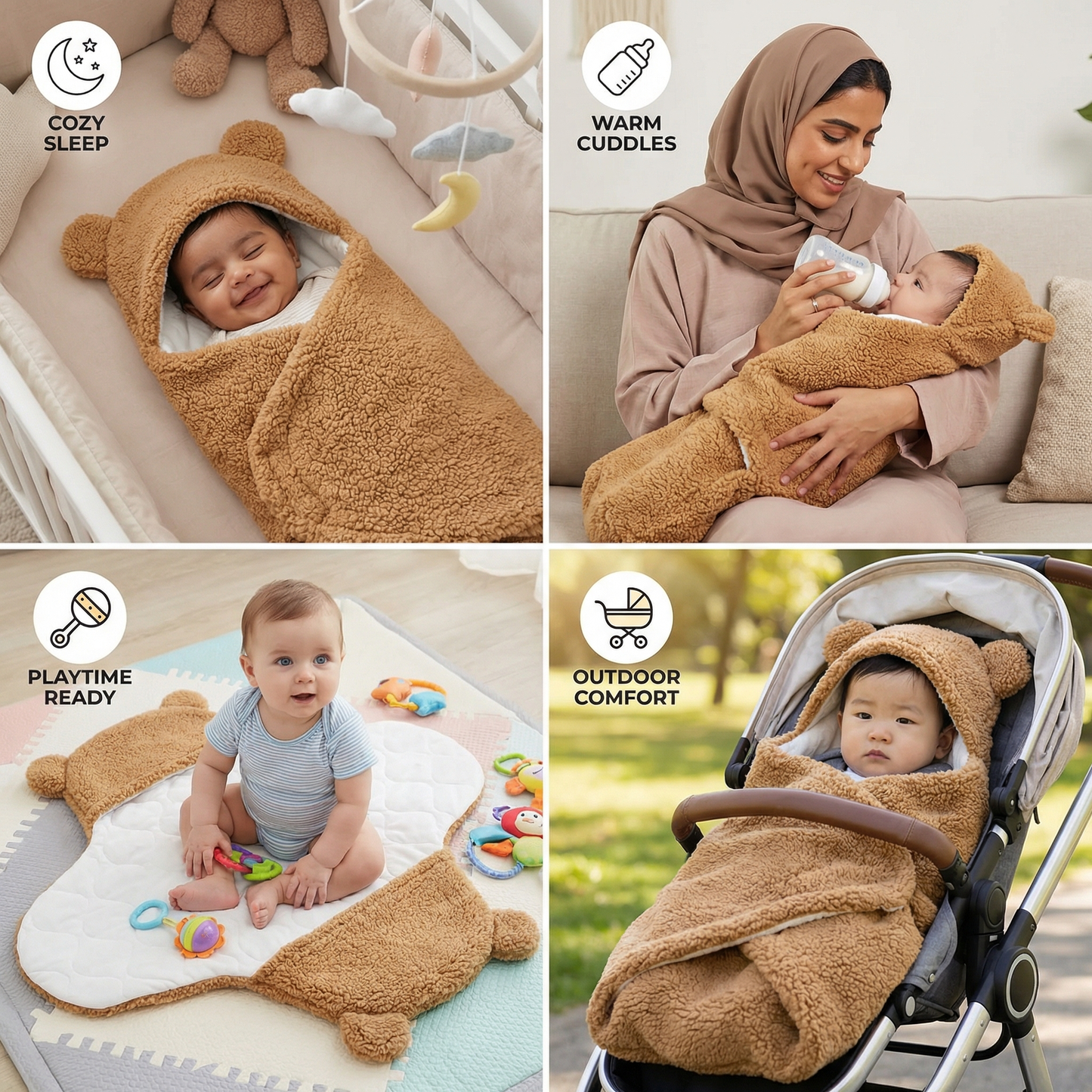 Baby Blanket and Pajamas in a Bear Design