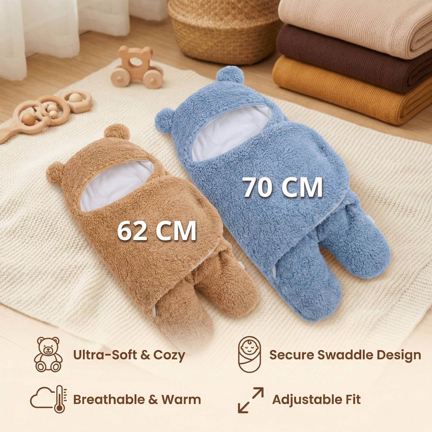 Baby Blanket and Pajamas in a Bear Design