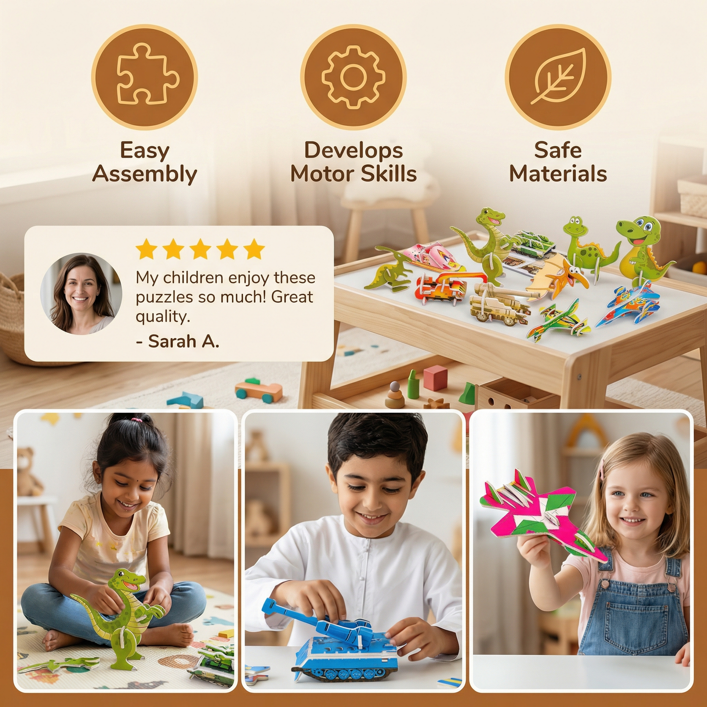 3D Cartoon Puzzle Set for Kids