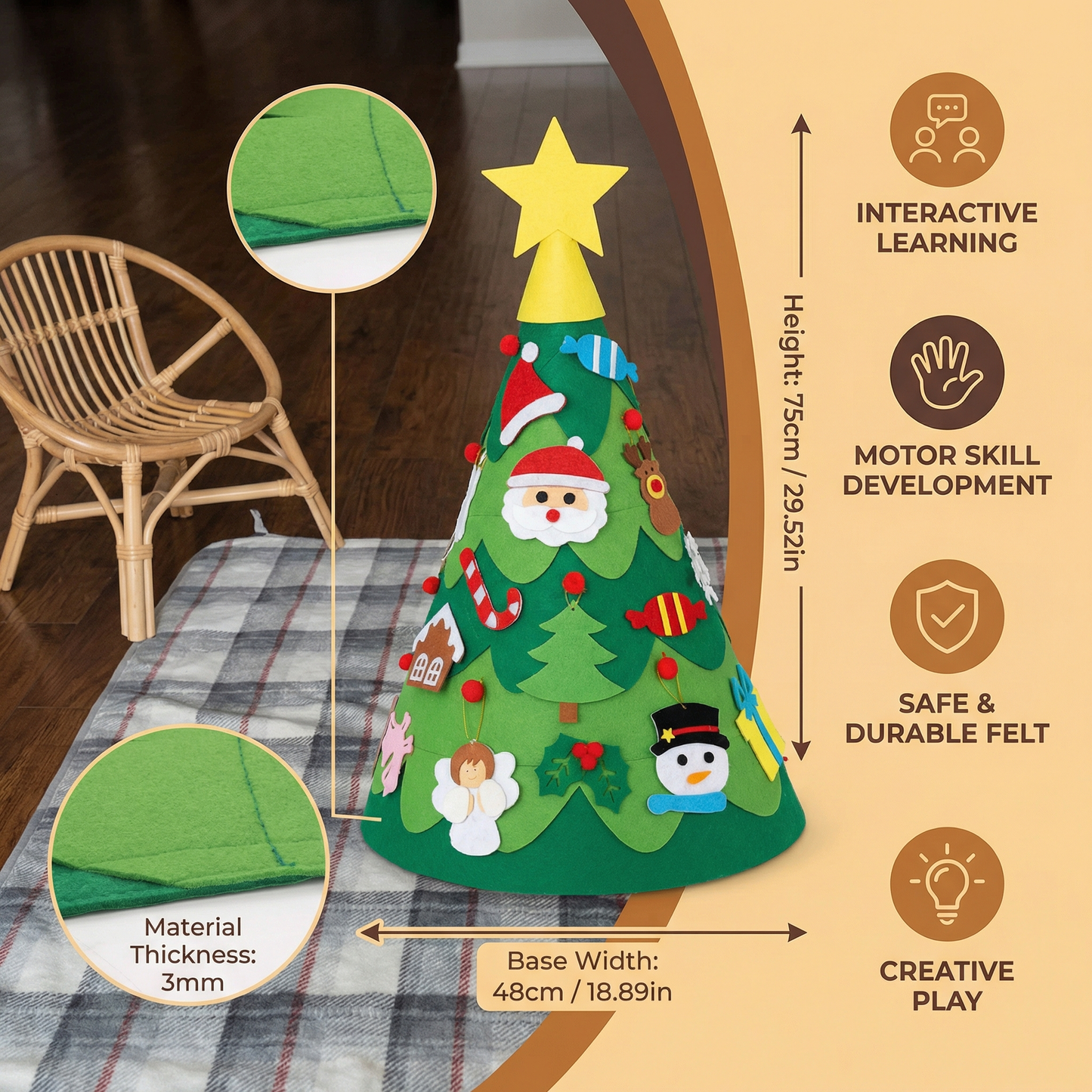 Montessori 3D Felt Christmas Tree