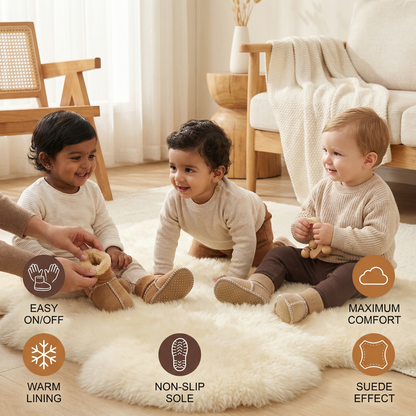 Lined baby winter socks and shoes in suede look
