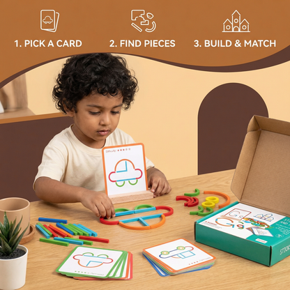 Educational Montessori Sticks and Rings Puzzle Blocks