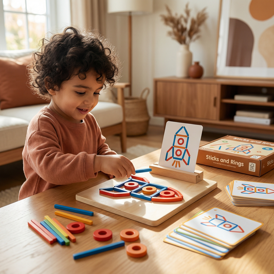 Educational Montessori Sticks and Rings Puzzle Blocks