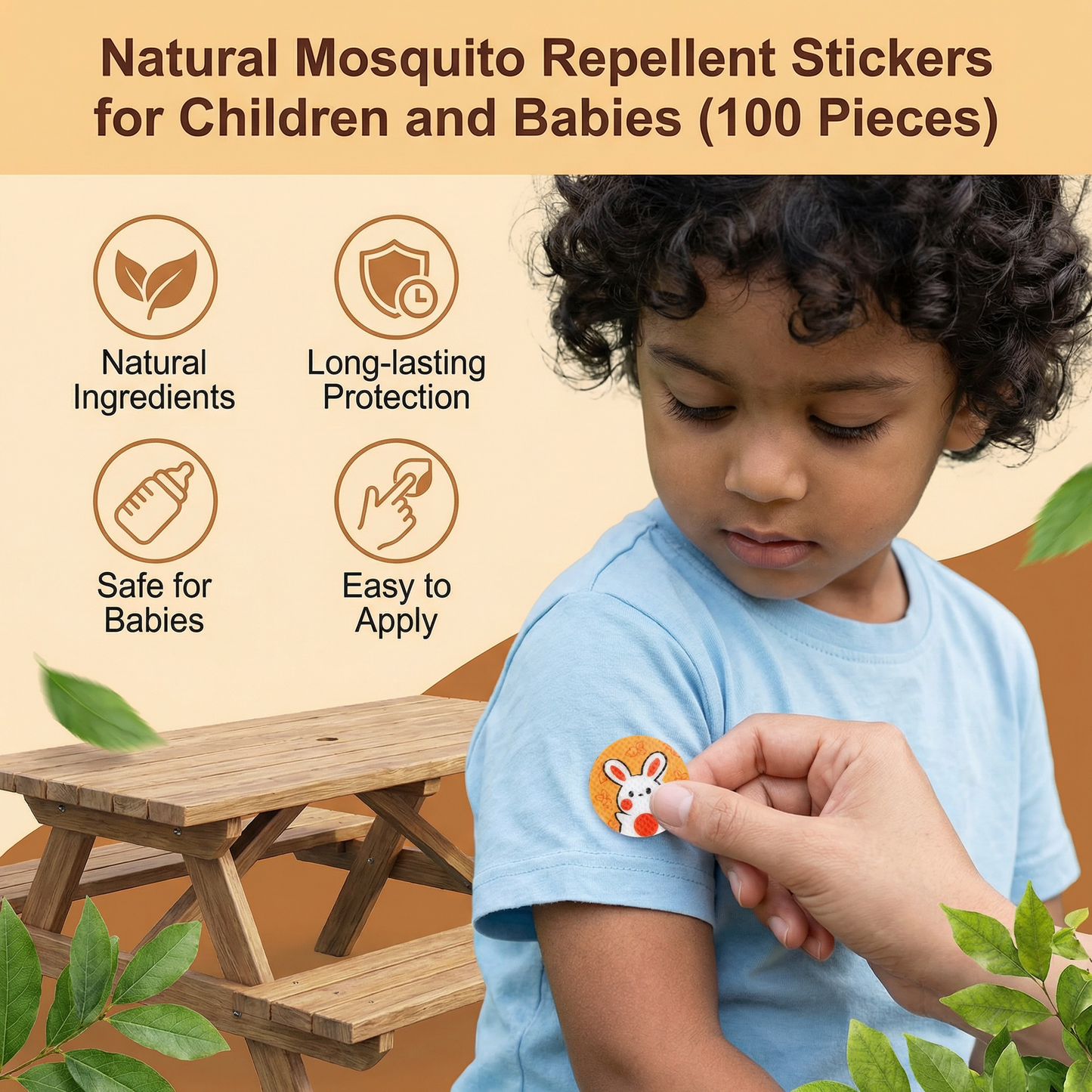 Natural Mosquito Repellent Stickers for Children and Babies (100 Pieces)