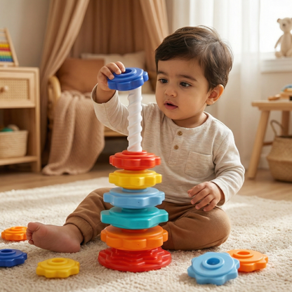 Rainbow Spinning and Color Tower Toy