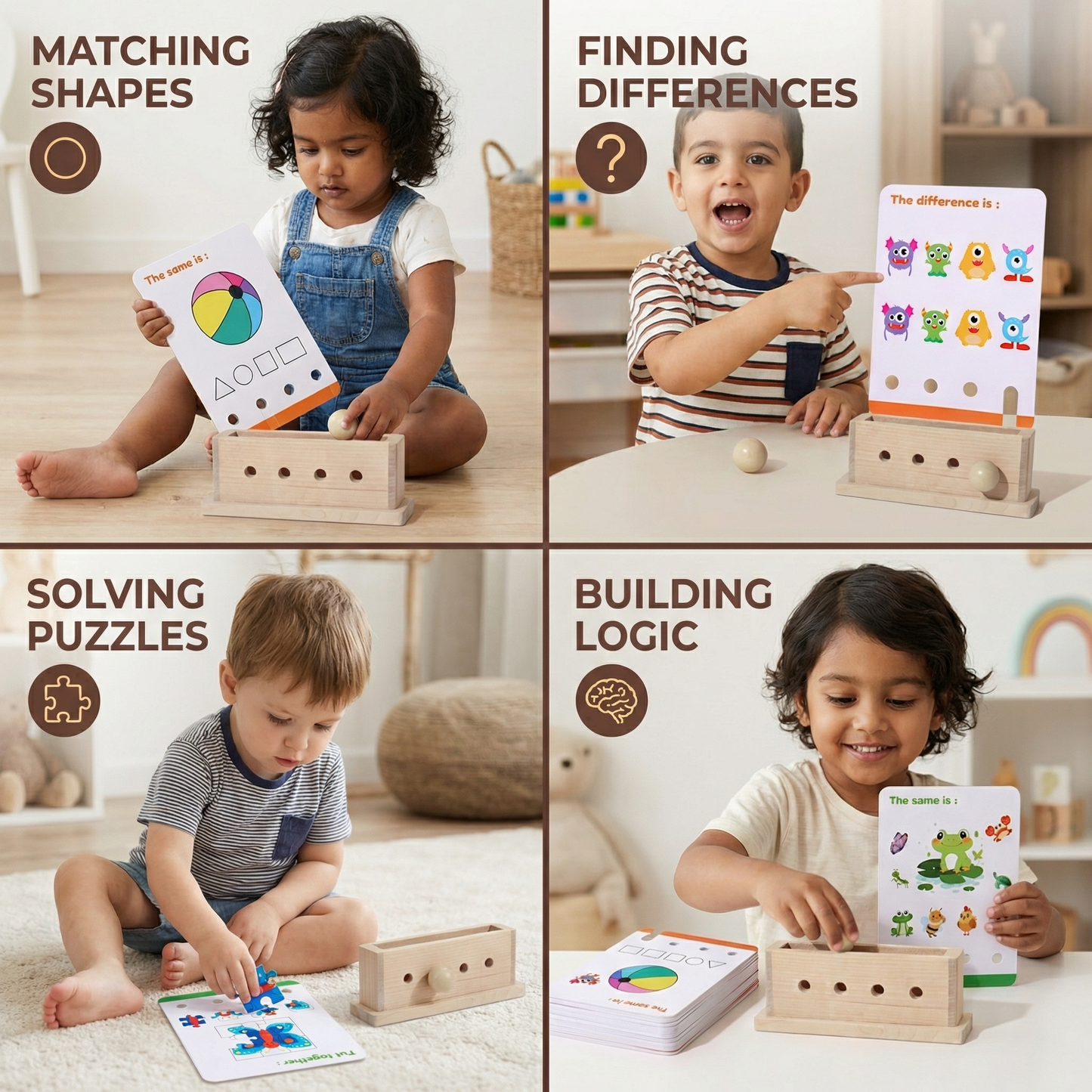 Wooden Logic Decoding Learning Game for Kids - Promoting Early Skills