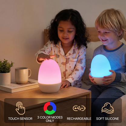 Egg-shaped LED night light made of silicone
