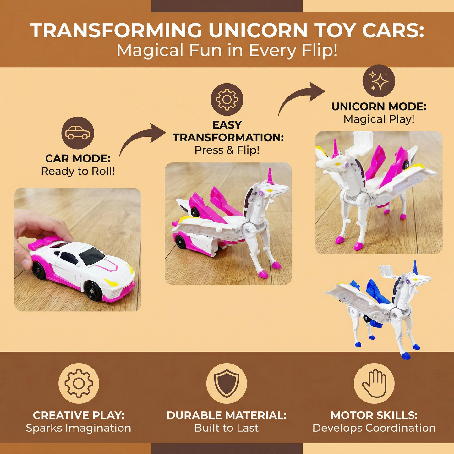 Transforming Unicorn Toy Cars