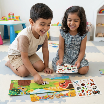 Reusable Montessori Sticker Books with Various Themed Worlds