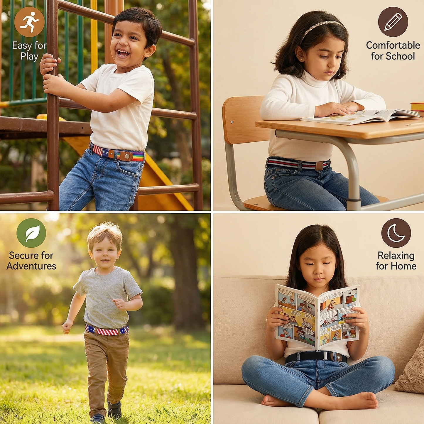 Comfortable Elastic Children's Belts - Suitable for All Ages