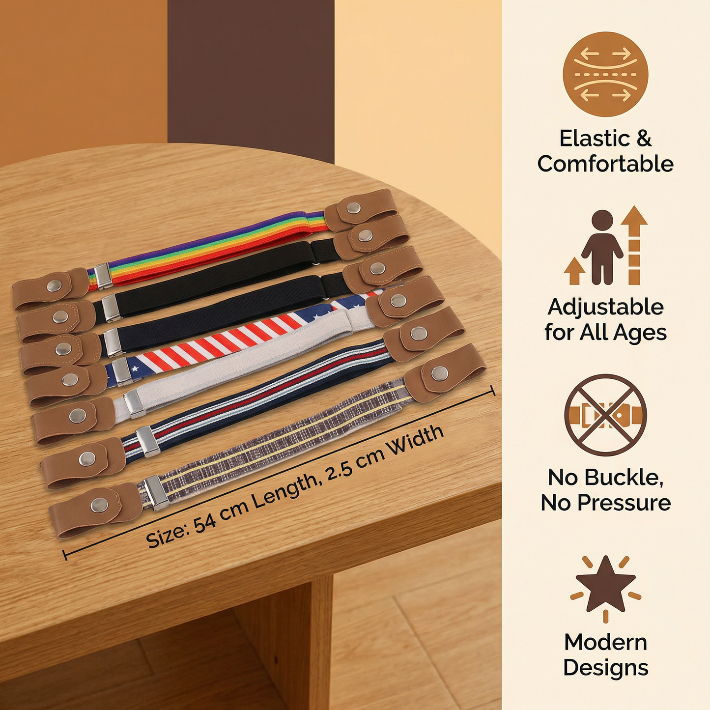 Comfortable Elastic Children's Belts - Suitable for All Ages